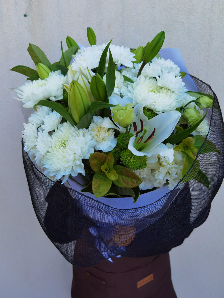 White Sympathy Bouquet - Bloom Junction Florist