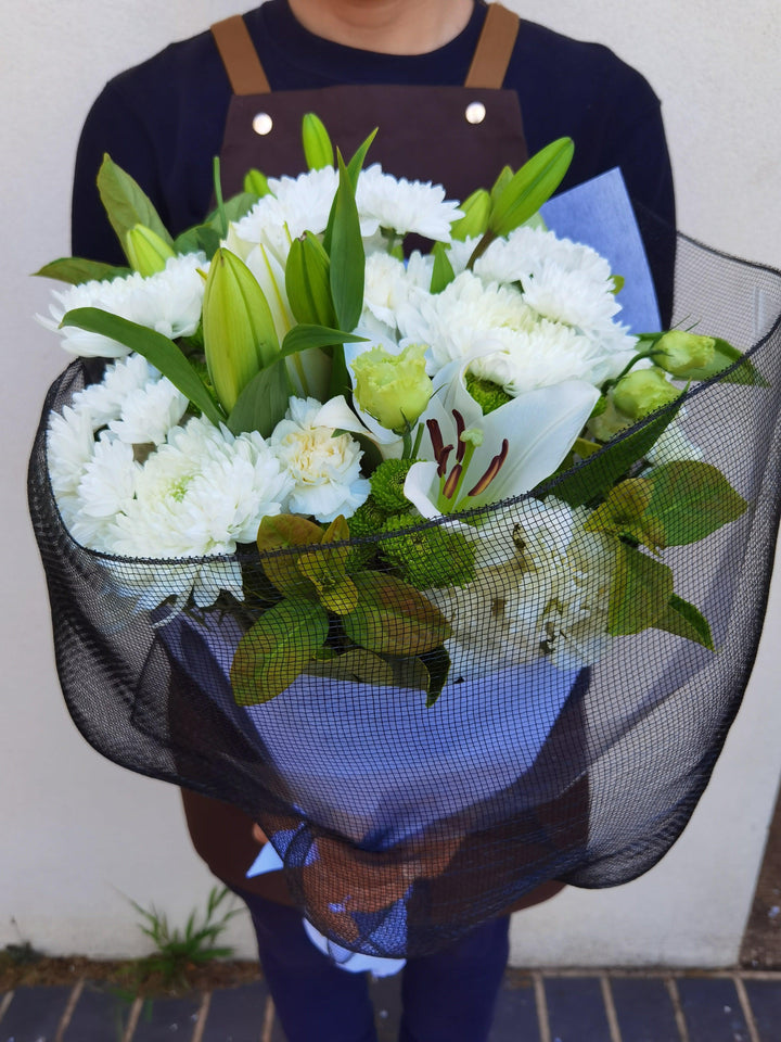 White Sympathy Bouquet - Bloom Junction Florist